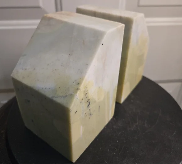 Light Green Marble Alabaster Bookends